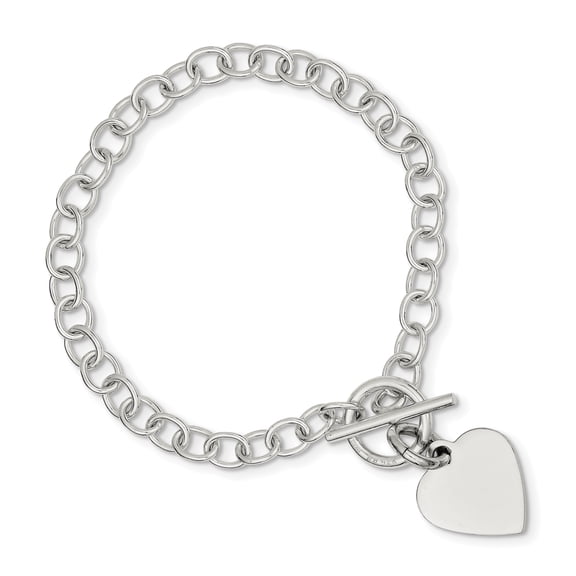 Primal Silver Sterling Silver Polished Heart Charm Bracelet