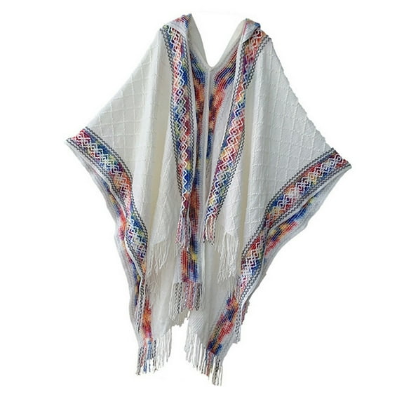 Acahhotxx Capes shawl, Fashion Capes Shawl with Tassels Breathable Fringed Poncho Shawl for Women Vacation Travel Outerwear Cloak Hooded Shawl