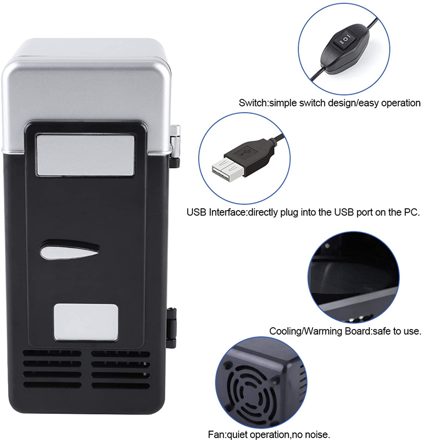 LED  USB Refrigerator Portable Cooler &  for Car Office Home Black
