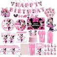 thumbnail image 2 of Disney-suministros de fiesta de cumpleaños con tema de Minnie Mouse, color rosa, taza, plato, globo, decoración de fiesta de cumpleaños para niños y niñas, vajilla desechable, 2 of 4