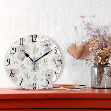10 Quartz Indoor Wall Clock Silent Mechanism / Cute Baby Koalas Pink Bows photo 10 Quartz Indoor Wall Clock Silent Mechanism / Cute Baby Koalas Pink Bows photo