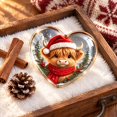 thumbnail image 5 of Tyidzon Highland Cow Christmas Ornament, Heart Shape Flat Acrylic Print for Highland Cow Lovers and Tree Decoration, 3.15 in, 5 of 8