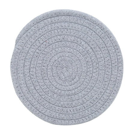 

1pc Cotton Thread Weave Coaster Simple Round Non-slip Placemat Cup Mat Hot Insulation Pad - Size XL (Grey)