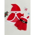 thumbnail image 2 of aturustex Toddler Baby Girls Christmas Party Costume 0 3M 6M 9M 12M 18M Infant Santa Belt Sleeveless A-Line Guaze Romper Dress Hooded Cloak Little Girshion Cute Casual Party Clothes for Baby, 2 of 9