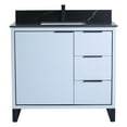 thumbnail image 2 of Fine Fixtures Opulence Collection 36 in. W x 18 in. D x 33 in. H Bathroom Vanity in Pastel Blue with Black Marble Sintered Stone Sink - Black hardware, 2 of 7