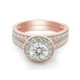 thumbnail image 3 of Round Cut Moissanite Lab Created Diamond Halo Engagement Wedding Ring Set 14K Rose Gold Over Sterling Silver(G-H Color,VVS1 Clarity,1.75 Cttw)-7, 3 of 8
