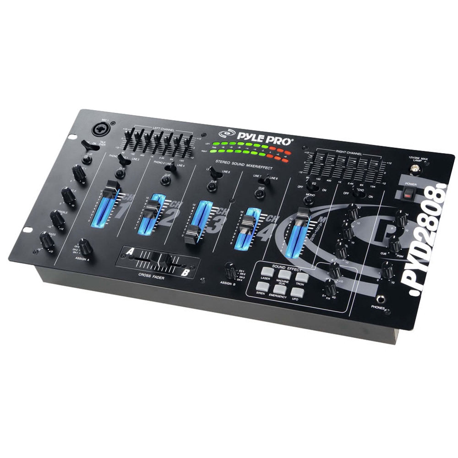 Pyle 19" Rack Mount 4 Channel Professional Mixer with Echo and SFX