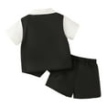 thumbnail image 7 of Povozer Boys Summer Bow Tie Set Toddler Suits for Boy formal Wear Gentleman Outfits for Baby Summer Shorts Set 6M 9M 12M 18M 2Y for 2-3 Years,Black, 7 of 7