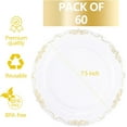 thumbnail image 2 of 60PCS Clear Plastic Plates Heavy Duty Clear Disposable Plates 7.5” Fancy Gold Dessert Platos Small Cake Plates Appetizer Platos Hard Round Plastic Disposable for Wedding and Party, 2 of 8