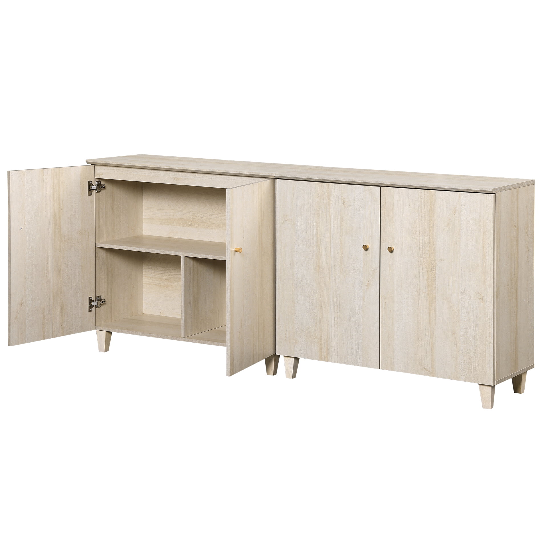 Wooden Dresser Chest with Doors, Bedroom Modern Light Oak Closet Storage Organizer with 6 Compartments for Kids baby Room, Nursery