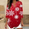 thumbnail image 2 of frariair ​Women's Retro Geometric Print Long Sleeve Shirt – Stretch Polyester Casual Tunic Top​ Red, 2 of 4