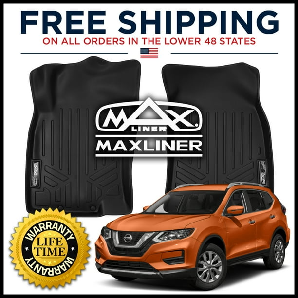 MAXFLOORMAT Front 1st Row Floor Liner Mats BLACK For Nissan Rogue 2014