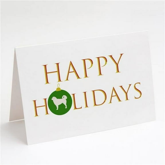 Polish Tatra Sheepdog Happy Holidays Greeting Cards and Envelopes Pack of 8 7 in x 5 in