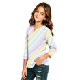 thumbnail image 3 of Abcomgle Girls Long Sleeve T Shirts Size 6-7 Henley Button Winter T Shirts for Girls Casual Basic Top for Girls Trendy Rainbow Striped Girls Tunic Tops, 3 of 5