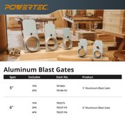 POWERTEC 1PK 3 inch Aluminum Blast Gate for Dust Collection, 70165