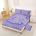 thumbnail image 2 of jejeloiu Soft Boho Queen Sheets For Men Women,Paisley Pattern Queen Sheet Sets,Purple White,4-Piece,1 Flat Sheet, 1 Fitted Sheet and 2 Pillowcases, 2 of 6