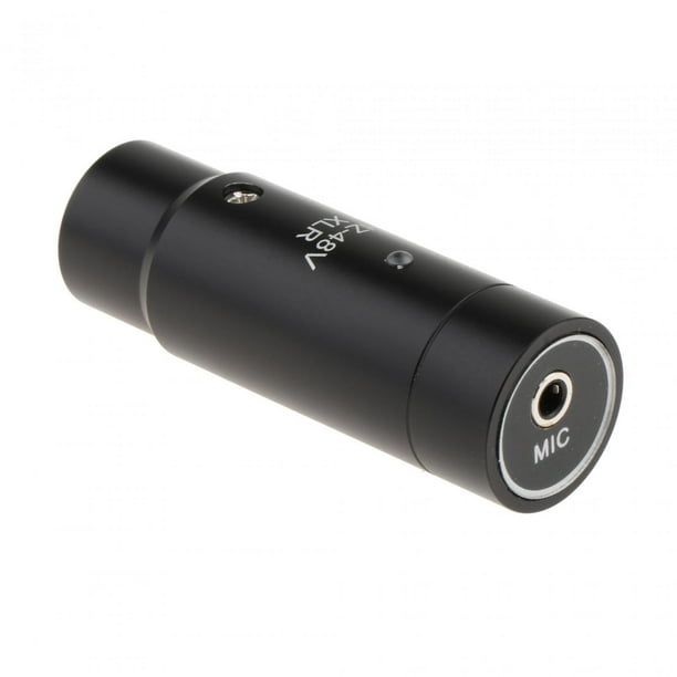 Adaptador de alimentación fantasma XLR de 3 pines resistente para micrófono de condensador de fácil instalación de audio Negro