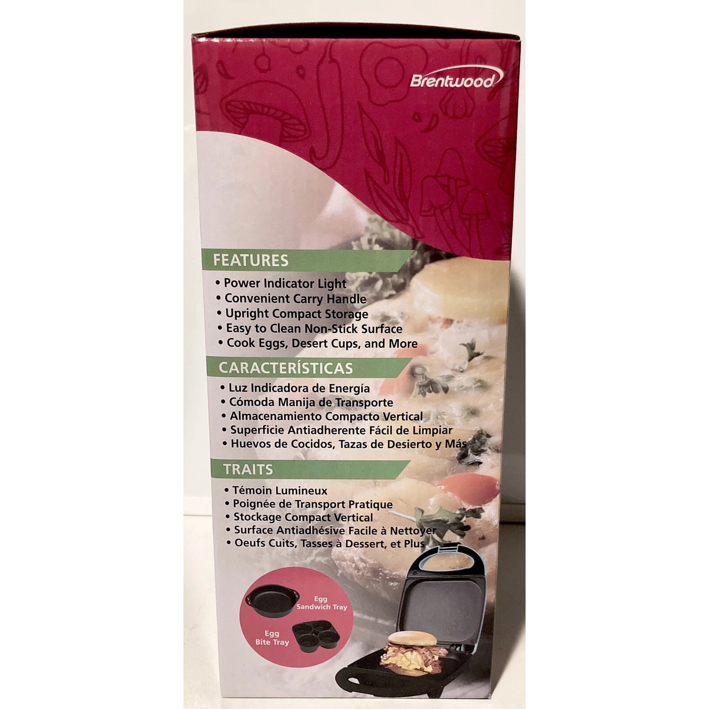 Brentwood 3 in 1 Breakfast Maker Cooker Egg Bites, Omelets, Breakfast Sandwiches