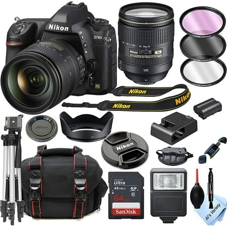 Nikon D780 DSLR Camera with 24-120mm VR Lens + 64GB Card, Tripod, Flash, and More 18pc Bundle