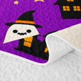 thumbnail image 5 of Homewish Halloween Witch Ghost Twin Quilt Set,Jack O Lantern House Pattern Twin Coverlet Set,Violet Black,2 Pieces, 5 of 7