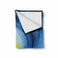 thumbnail image 2 of Abstract Soft Flannel Fleece Throw Blanket, Surfer Wavy Like Design with Little Vivid Point and Sun Print, Cozy Plush for Indoor and Outdoor Use, 50" x 70", Blue White and Yellow, by Ambesonne, 2 of 6
