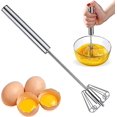 thumbnail image 1 of Batidor de huevos semiautomático prensado a mano de acero inoxidable, para batir espuma de leche, mezclar huevo líquido y salsa, blanco plateado, 1 of 4