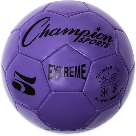 Champion Sports Extreme Series Soccer Ball Size 5 - Collegiate Professional and League Standard Kick Balls - All Weather Soft Touch Maximum Air Retention - For Adults Teenagers Purple