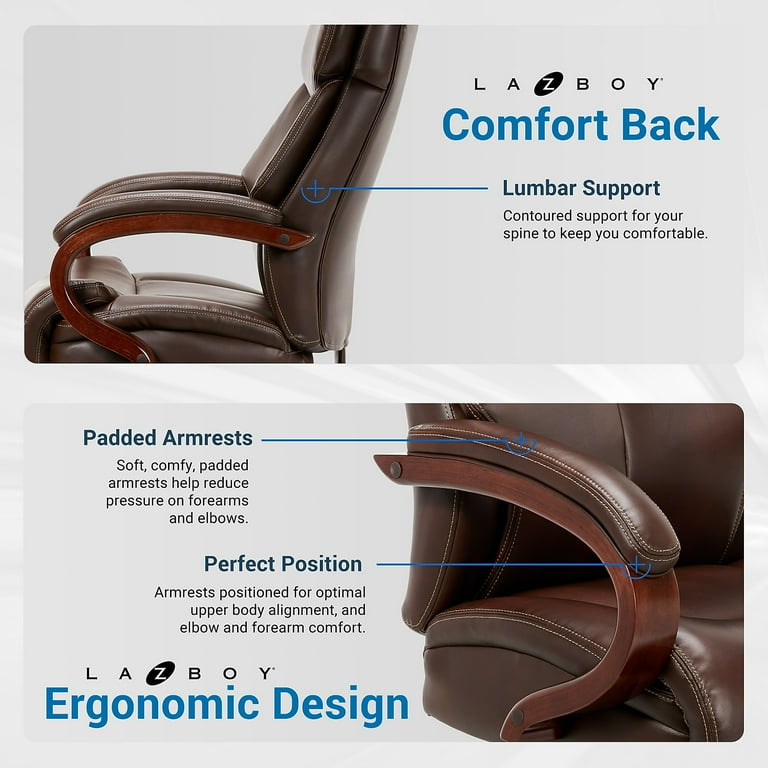 STAPLES La-Z-Boy Bradley Bonded Leather Executive Chair, Chestnut