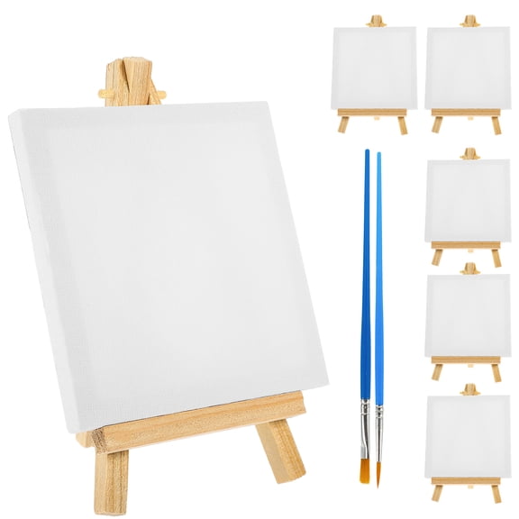 Homoyoyo Canvas and Wooden Easel Set Assorted Colors Lightweight Supplies for Painting and Drawing