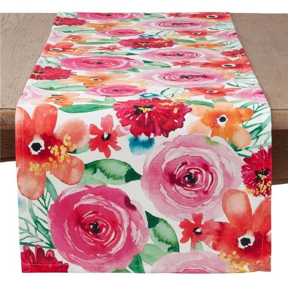 SARO Santa Monica Floral Design Runner Tablecloth Multi Color