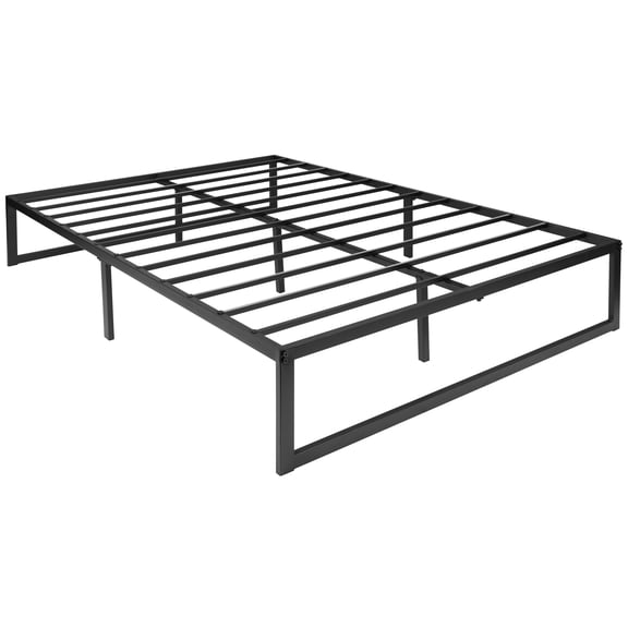 Flash Furniture Lana Full Platform Bed Frame with Steel Slat Supports, Black