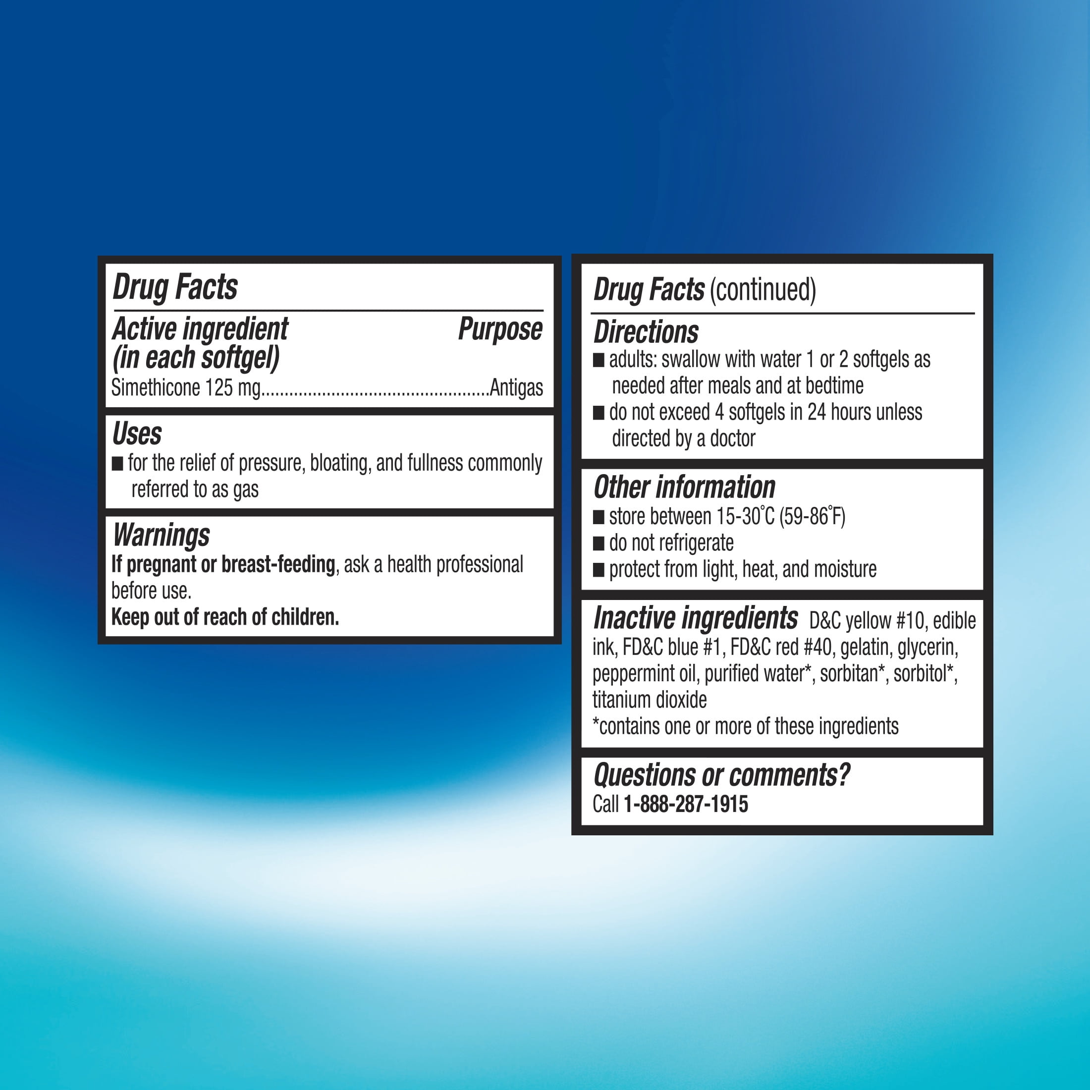 Equate Extra Strength Gas Relief Simethicone Softgels, 125 mg, 72 Ct