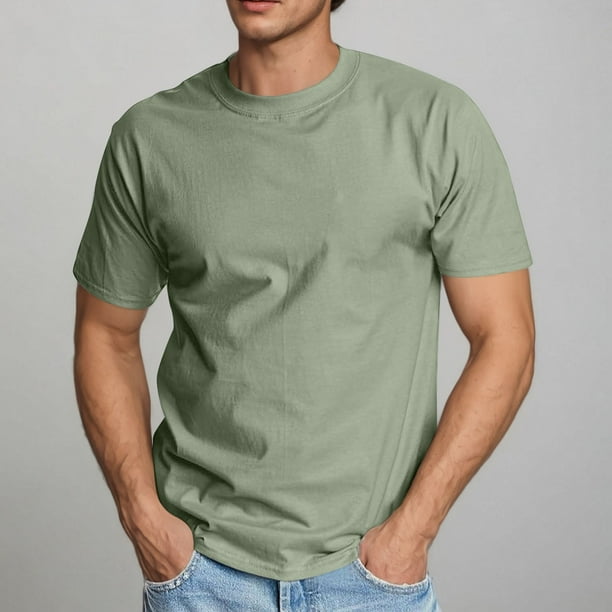 pstuiky Camisas casuales de manga corta para hombre, Jersey deportivo de manga corta para hombre, de color liso, con canalé y alta elasticidad, cuello redondo, para fitness y musculación xl