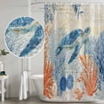 thumbnail image 5 of Small Stall Shower Curtain 36x72 Inch Narrow Half Size Sea Turtle Coastal Bath Curtains Bathroom Decor, Blue Red Summer Beach Coral Nautical Vintage Waterproof Shower Curtain Set with Hooks 36 Inch, 5 of 7
