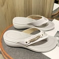 thumbnail image 4 of JeashCHAT Slip On Slide Sandals for Women Women's Ladies Fashion Casual Crystal Wedges Platforms Sandals Shoes Slippers (White), 4 of 8