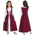 thumbnail image 2 of Aislor Medieval Renaissance Maxi Dress for Girls Halloween Vampire Cosplay Gown Queen Fancy Dress A Burgundy 8, 2 of 7