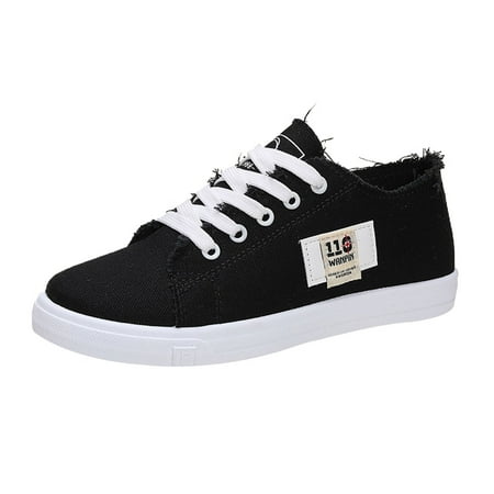 

Mackneog Women Walking Shoes Women Canvas White Shoes Classic Fashion Low Cut casual shoes for Women Canvas Black
