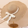 thumbnail image 4 of Women Sun Hat Wide Brim Cap Summer Fashionable Bow Beach Travel Visor Cap, 4 of 7
