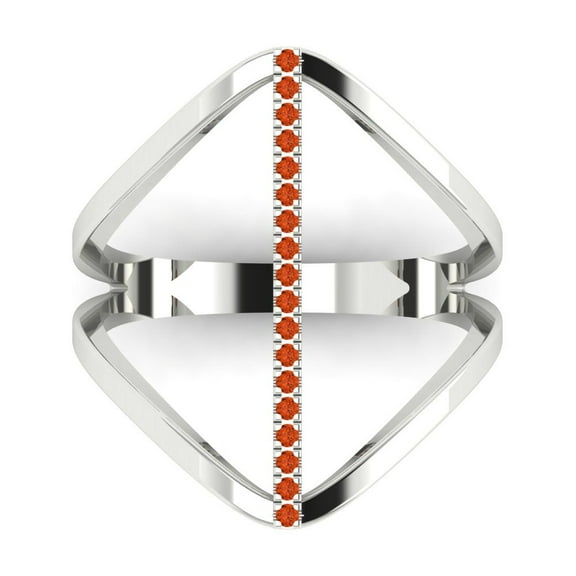 Statement Engagement Ring for Women - 0.09ct Simulated Red Diamond in 14K White Gold Promise Ring