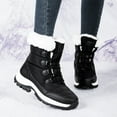 thumbnail image 2 of Womens Hiking Boots Winter Thickened Plush Warm Waterproof High Top Snow Booties Lace up Non Slip Outdoor Mid Calf Boots Black Size 9, 2 of 8