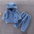 thumbnail image 2 of Toddler Girls Clothes Fall Winter Outfit Sets, Baby Girl Long Sleeve Solid Color Flannel Hooded Sweatshirt Cute Elastic Waist Pant Set 0 6 12 18 24 Months 2T 3T 4T Kaprioy Baby Girl Clothes, 2 of 4