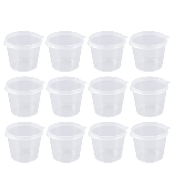 100PCS Disposable Plastic Portion Cups Clear Portion Container with Lids