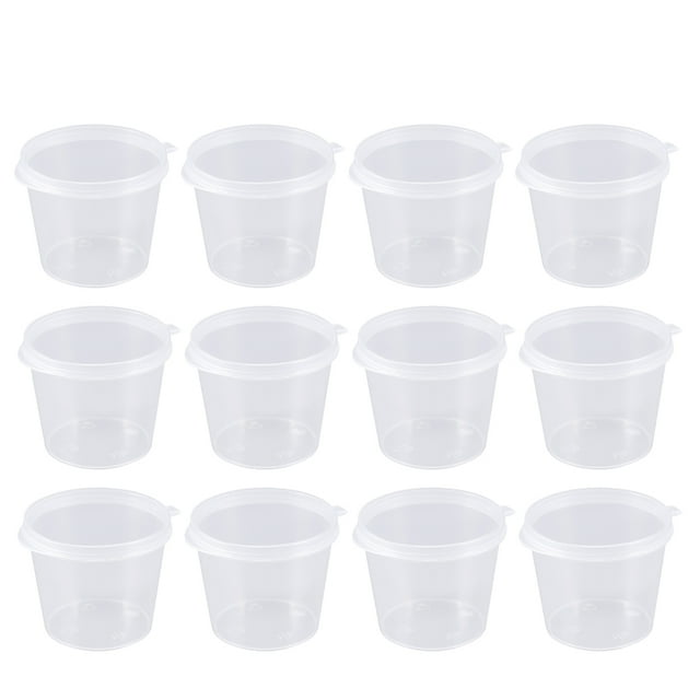 100PCS Disposable Plastic Portion Cups Clear Portion Container with Lids