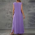 thumbnail image 4 of WTOBBY Women's Sleeveless V-Neck Side Slit Elegant Long Dress for Casual Outings & Evening Events,Light Purple S, 4 of 5