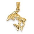 thumbnail image 4 of Auriga 14k Yellow Gold Polished 2-D Mini Double Dolphins Charm for Women, 4 of 6