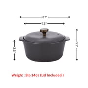 Neoflam 7 YARN Ceramic Casserole Pot | 1.4qt, Matte Gray Color | Oven Safe, Dishwasher Safe | Made in Korea