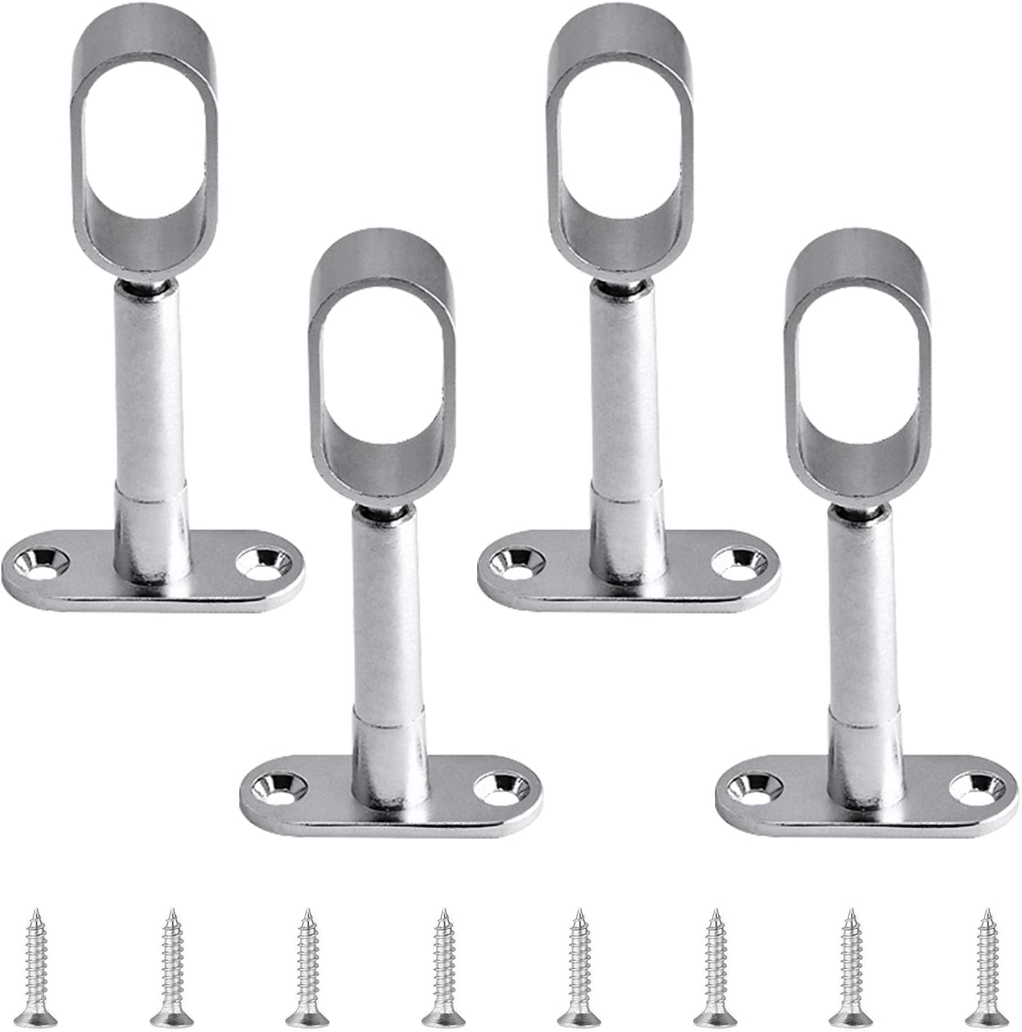 Oval Closet Rod Holder, 4 Pcs Silver Zinc Alloy Oval Closet Rod Ceiling