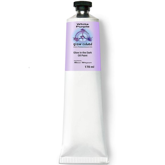 Glow Cubed Glow in The Dark Artist Professional Oil Paint Luminescent Phosphorescent Self-Luminous Paint (White Purple, 170 ml)