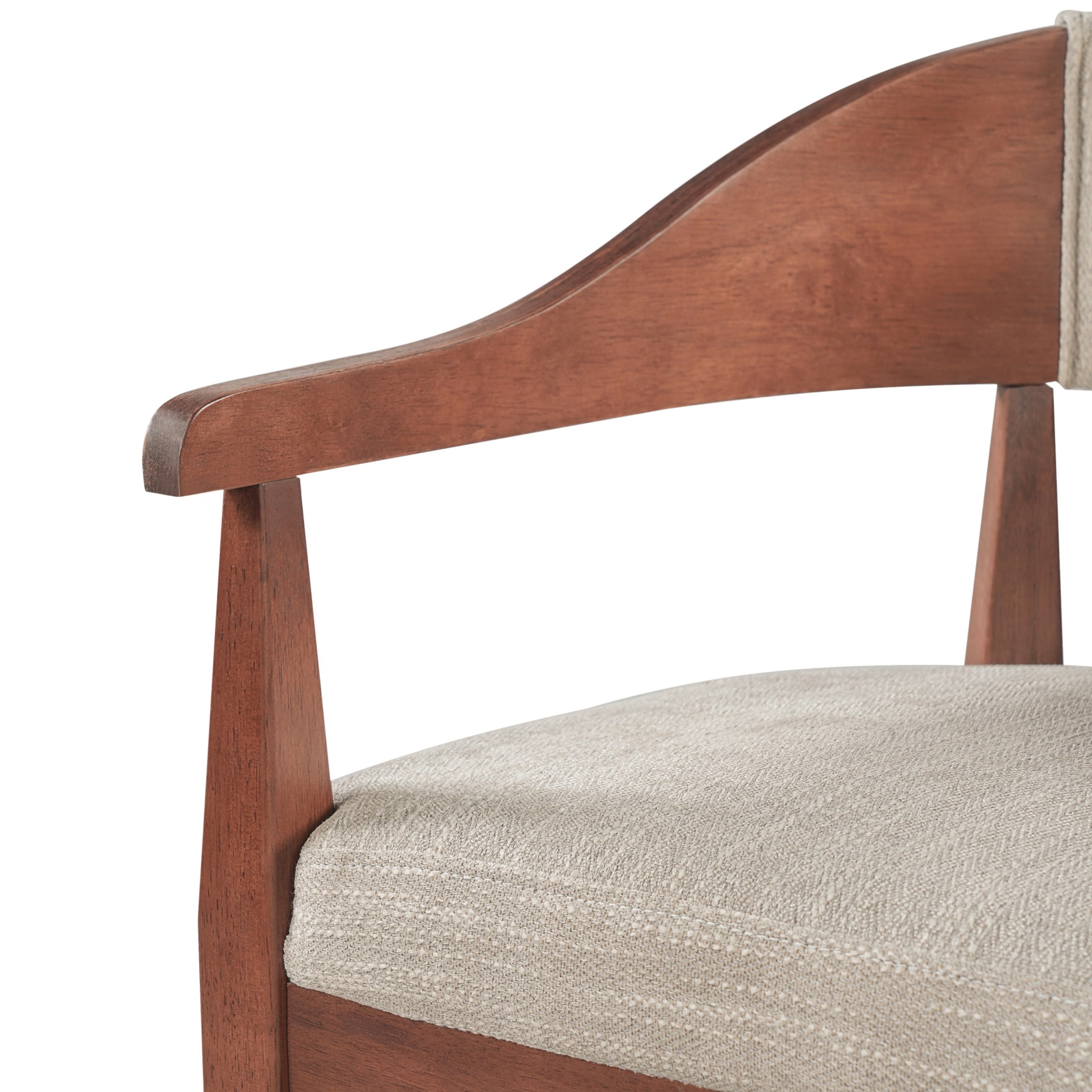 Christopher Knight Home Mid-Century Wood Counter Stools with Curved Arms, Walnut+Light Gray, Set of 2