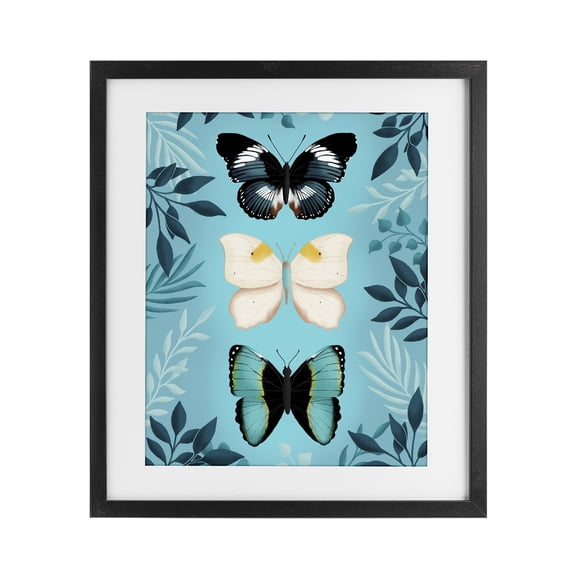 Stupell Industries Eclectic Three Exotic Blue Butterflies Black Framed Print Under Glass, 13 x 16, by Metka Hiti